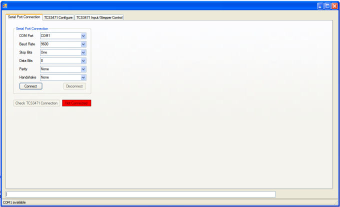 Screen Shot 2: RS232 communications setup