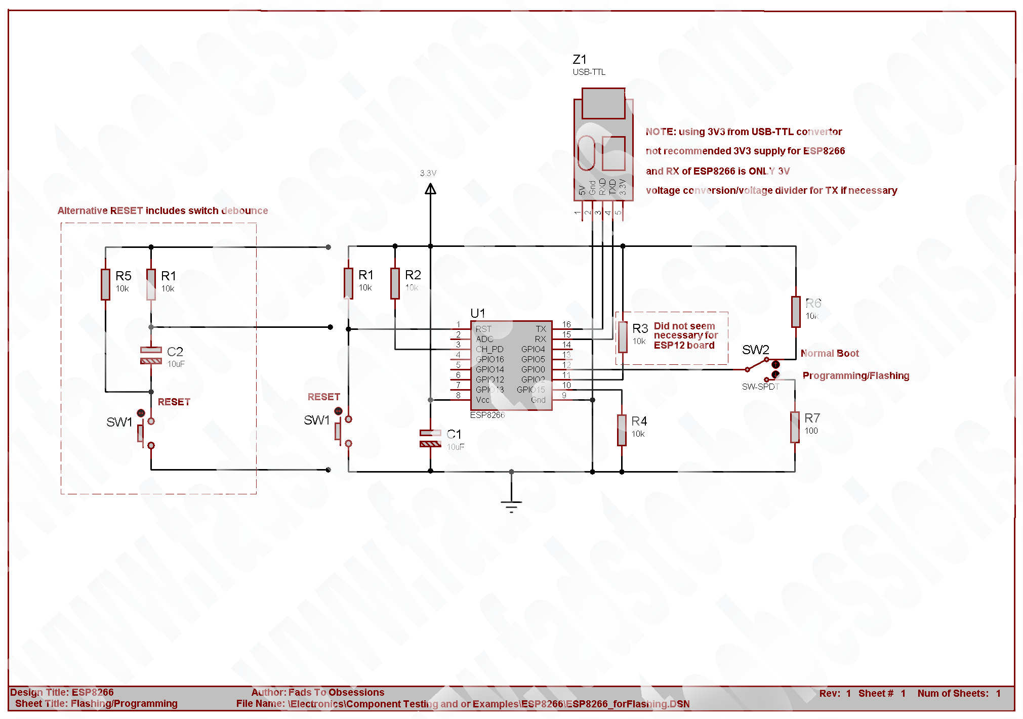 ESP8266 Initial Setup Schematic